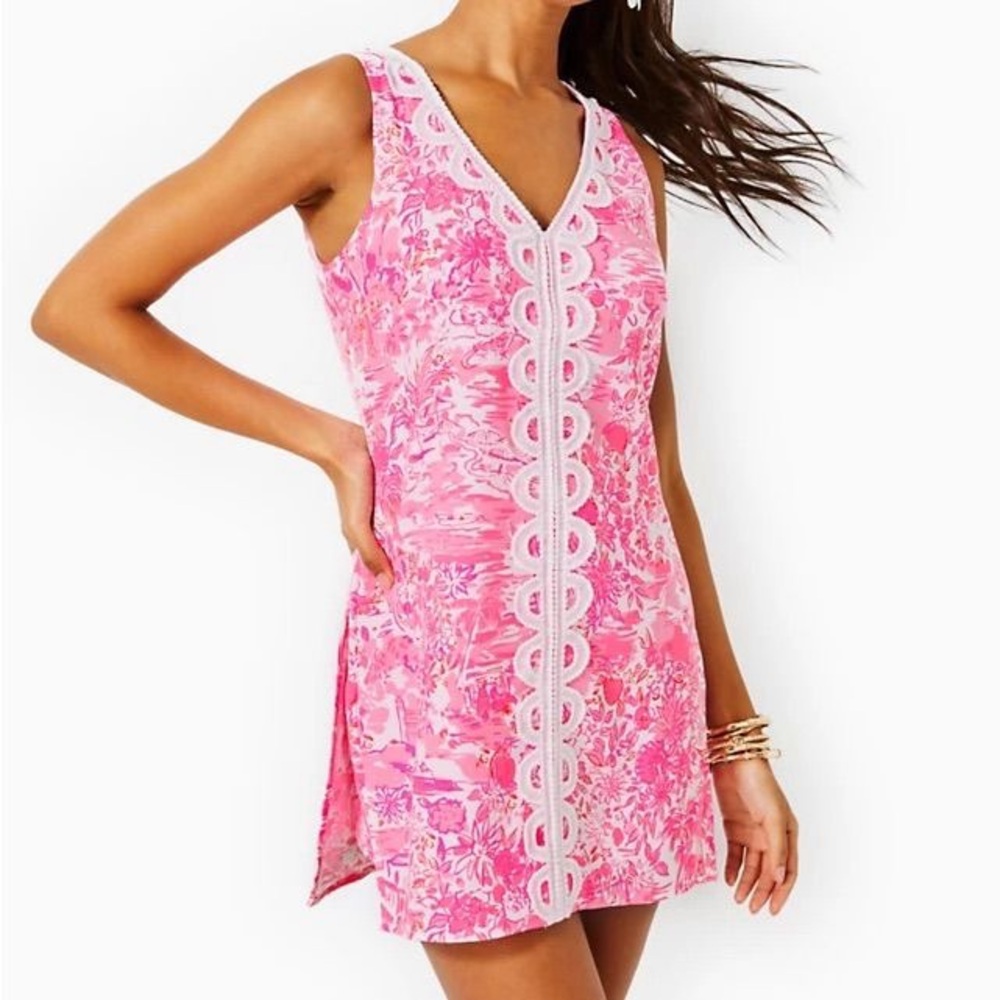 EUC Lilly Pulitzer Ronnie Romper in “Sea Side Scene” size 16 pink!